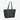 Front view of PU Leather Tote Bag, showcasing sleek and sophisticated design with spacious interior, Color Black