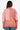 Back view of Women's pink color block mock neck sweater with cozy oversized fit.