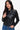 Black Vegan Moto Jacket featuring a zipper front closure and edgy design for a chic.