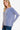 Side view of Women's ribbed striped long sleeve T-shirt in bright blue.